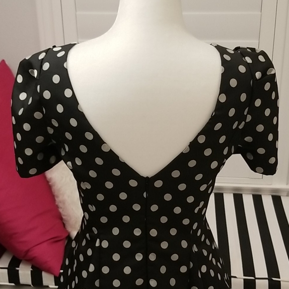 Black mini dress with silver polka dot - Picture 5 of 8